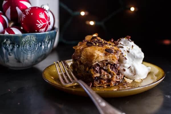 Chocolate “Candy Bar” Baklava with Butter Rum Sauce | halfbakedharvest.com @hbharvest