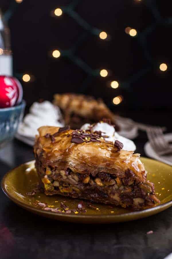 Chocolate “Candy Bar” Baklava with Butter Rum Sauce | halfbakedharvest.com @hbharvest