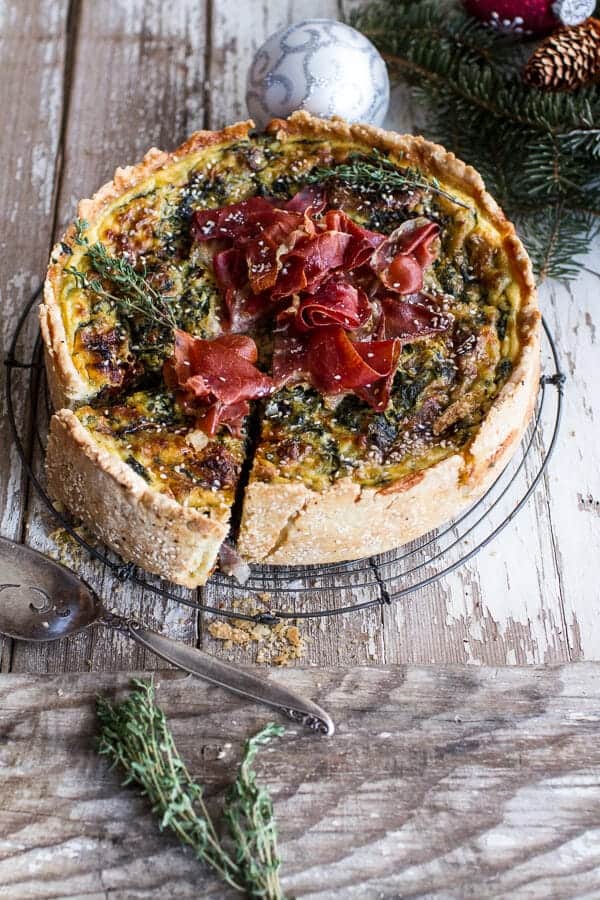 Deep Dish Spinach and Prosciutto Quiche with Toasted Sesame Crust | halfbakedharvest.com @hbharvest