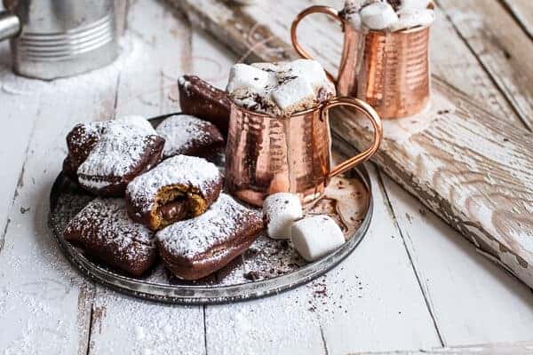 Gingerbread Surprise Beignets with Spiced Mocha Hot Chocolate | halfbakedharvest.com @hbharvest