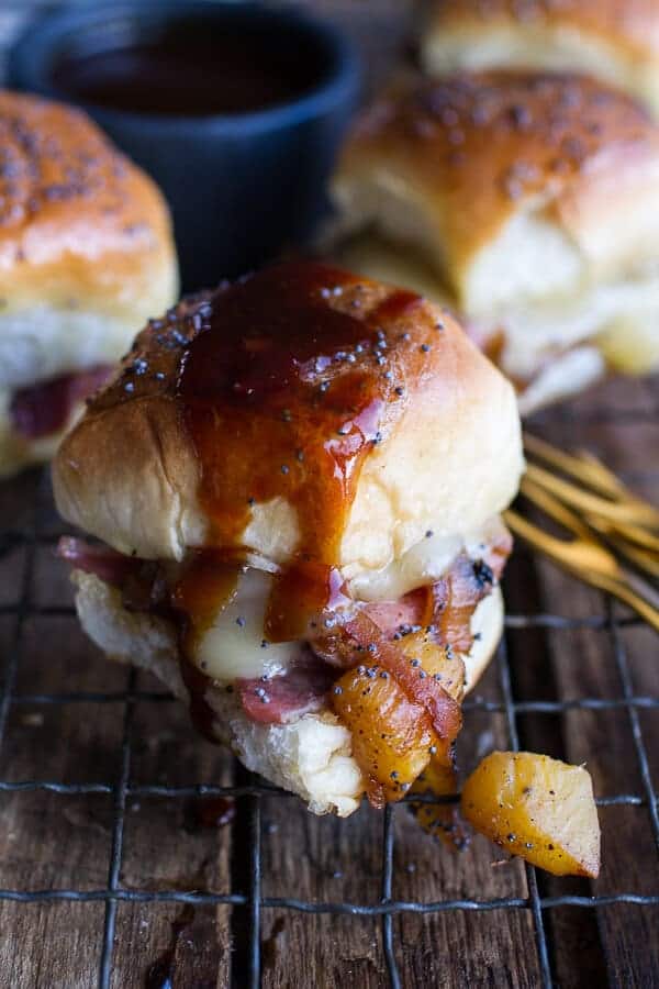 Ham and Cheese Sandwiches w/Bacon, Pineapple Caramelized Onions + Jerk BBQ Sauce | halfbakedharvest.com @hbharvest