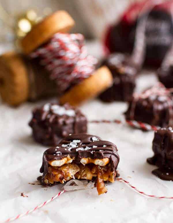 Homemade Holidays: Coconut Caramel Stuffed Chocolate Covered Pretzel Presents | halfbakedharvest.com @hbharvest