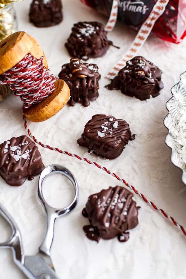 Homemade Holidays- Coconut Caramel Stuffed Chocolate Covered Pretzel Presents | halfbakedharvest.com @hbharvest