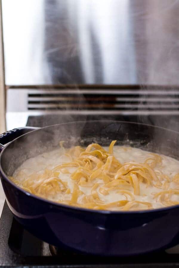 One-Pan Baked Champagne Cream Sauce Fettuccine with Truffle Oil | halfbakedharvest.com @hbharvest