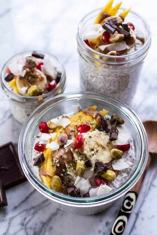 Coconut Almond Cream Chia Pudding with Superfoods + Dark Chocolate | halfbakedharvest.com @hbharvest