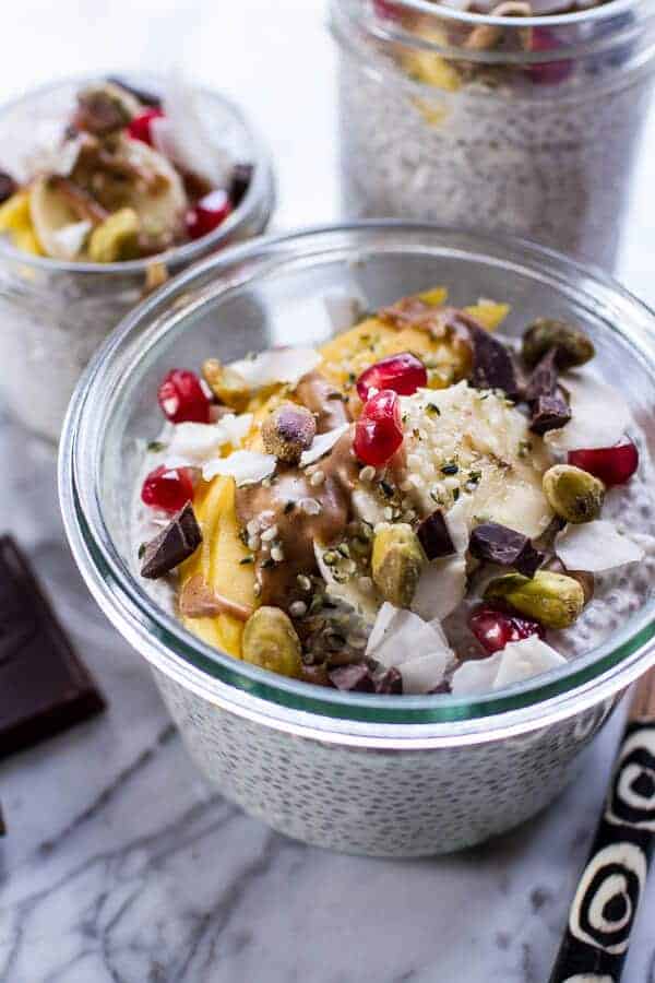 Coconut Almond Cream Chia Pudding with Superfoods + Dark Chocolate | halfbakedharvest.com @hbharvest