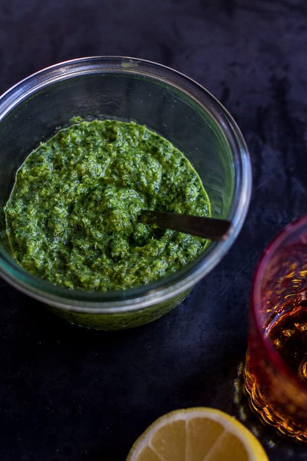 Spicy Green Harissa | halfbakedharvest.com @hbharvest