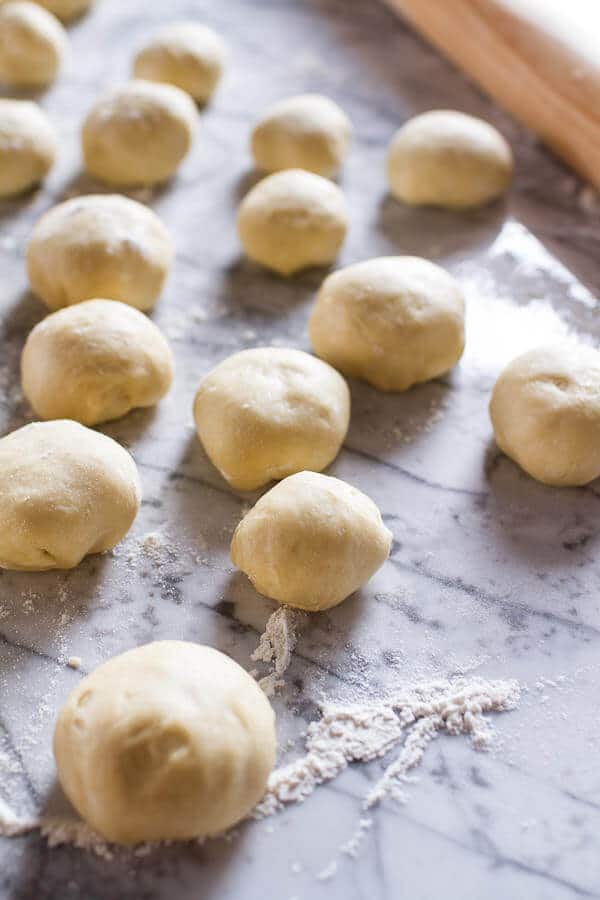 Vanilla Cream Filled Cabernet Hot Chocolate Snowball Doughnuts | halfbakedharvest.com @hbharvest
