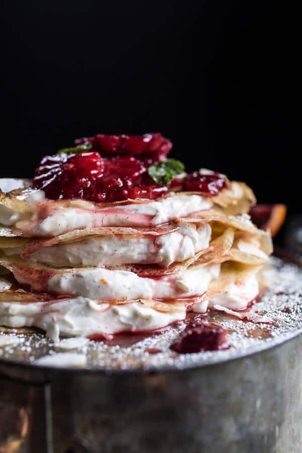 Coconut Honey Crepes with Whipped Mascarpone + Blood Orange Compote | halfbakedharvest.com @hbharvest