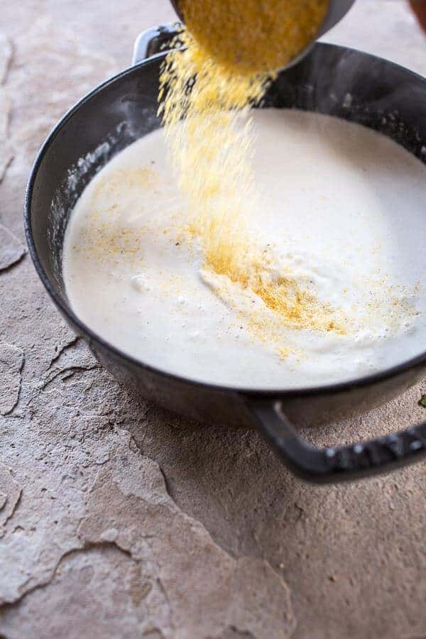 Mom’s Chicken Florentine with Creamy Roasted Garlic Polenta | halfbakedharvest.com @hbharvest