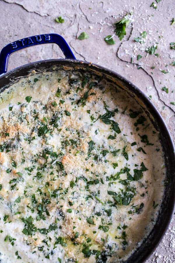 Mom’s Chicken Florentine with Creamy Roasted Garlic Polenta | halfbakedharvest.com @hbharvest