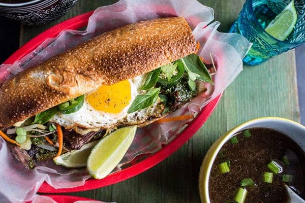 Short Rib Pho French Dip Banh Mi with Thai Basil Chimichurri | halfbakedharvest.com @ hbharvest