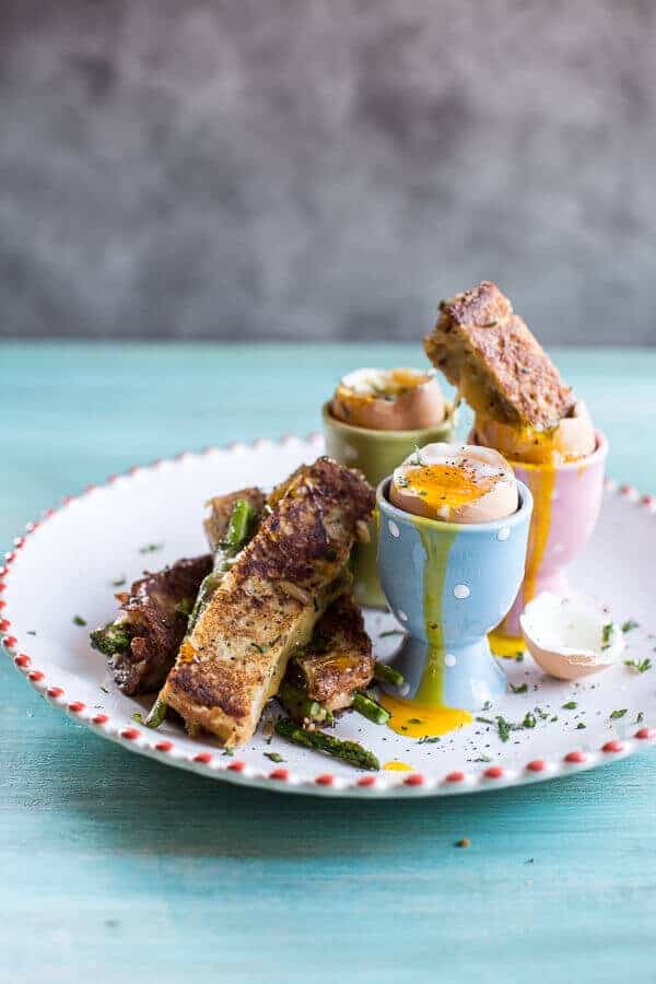 Drippy Eggs with Asparagus French Toast Grilled Cheese Soldiers | halfbakedharvest.com @hbharvest