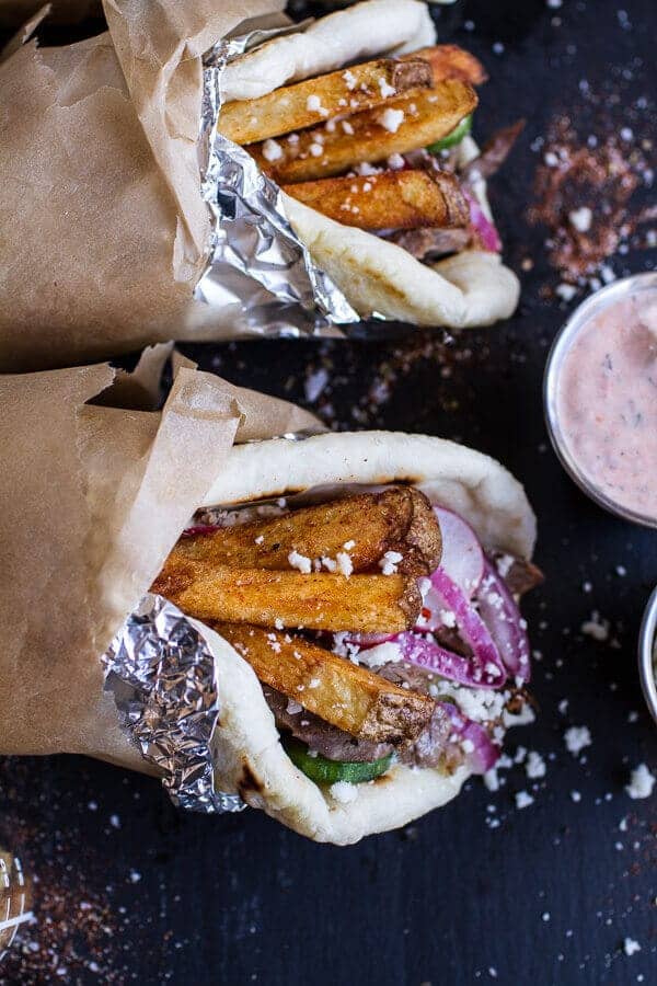 Greek Style Roasted Lamb Gyros with Harissa Spiced Tzatziki | halfbakedharvest.com @hbharvest