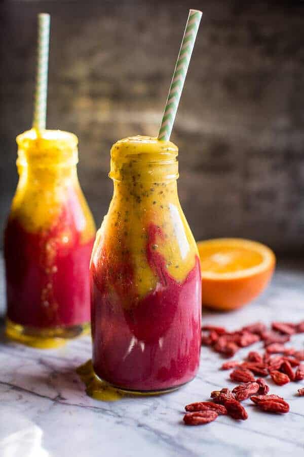 Island Mango Goji Berry Sunrise Smoothie | halfbakedharvest.com @hbharvest
