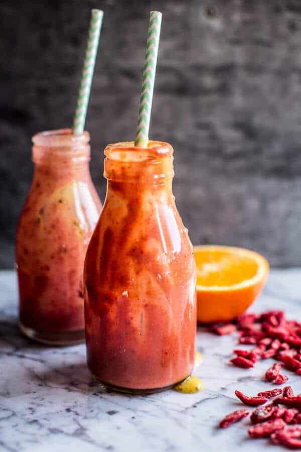 Island Mango Goji Berry Sunrise Smoothie | halfbakedharvest.com @hbharvest