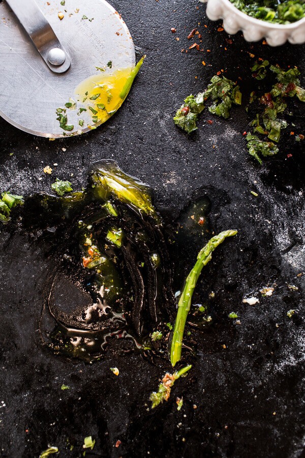 Springtime Pizza with Chipotle Romesco, Eggs + Shaved Asparagus Salad | halfbakedharvest.com @hbharvest