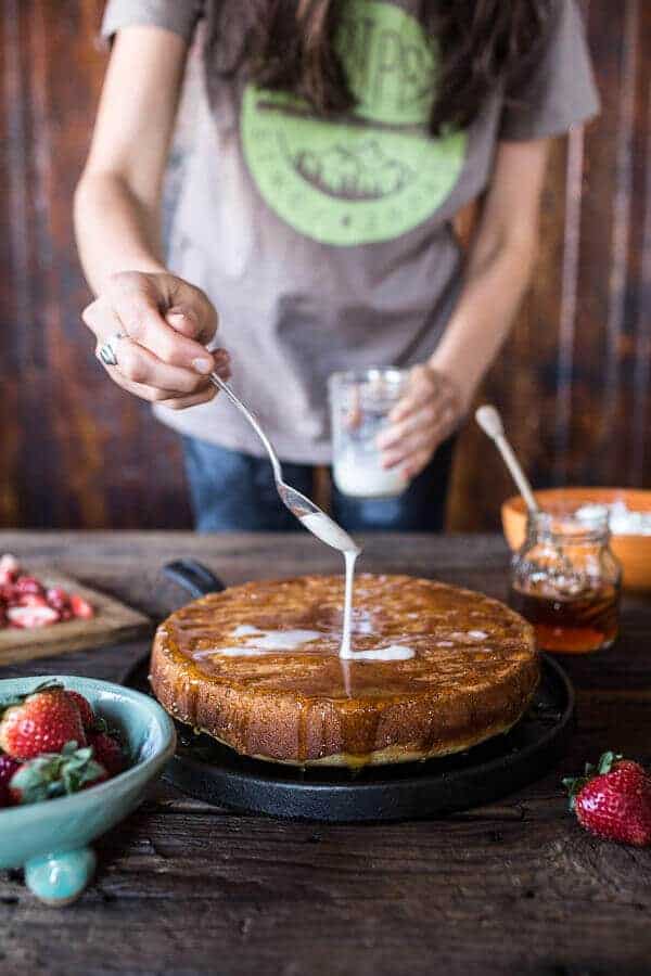 Almond Honey Cake with Strawberry Ripple Cream | halfbakedharvest.com @hbharvest