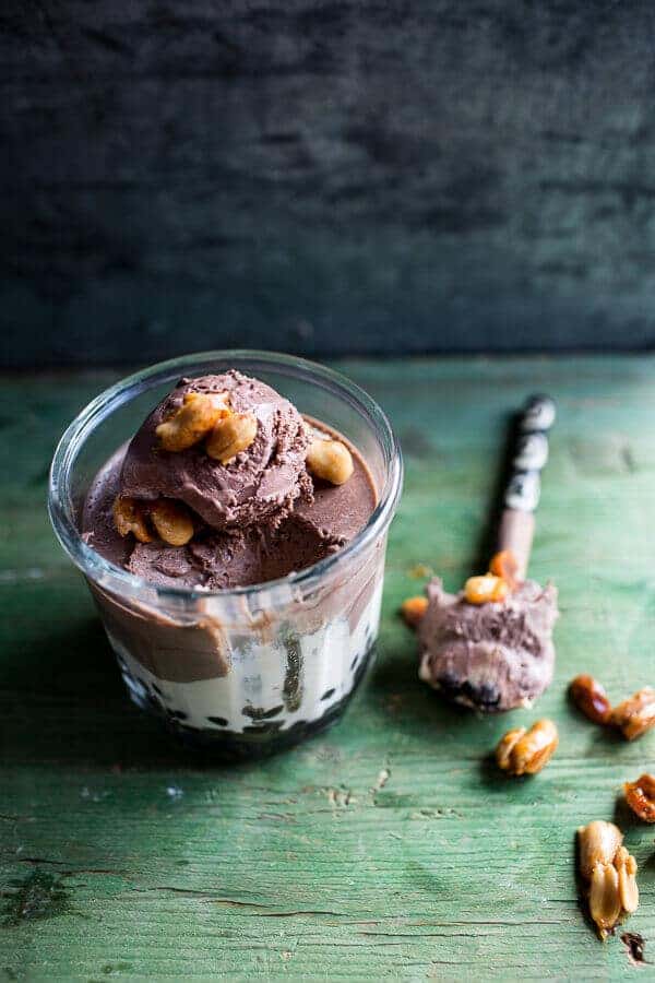 Chocolate Peanut Butter Bubble Panna Cotta with Honey Roasted Peanuts | halfbakedharvest.com @hbharvest
