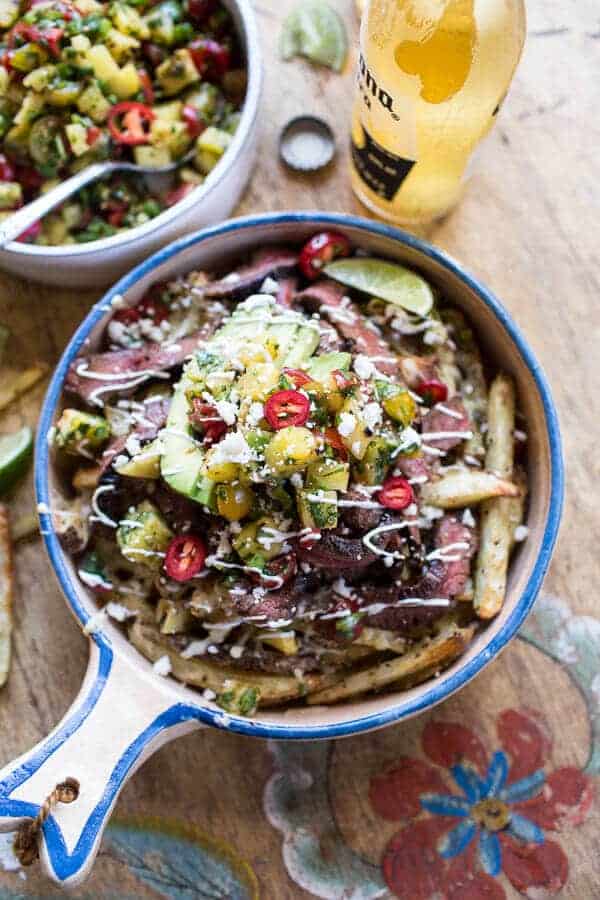 Hawaiian Carne Asada Fries with Pineapple Pico De Gallo | halfbakedharvest.com @hbharvest