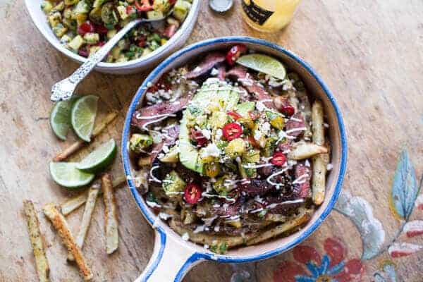 Hawaiian Carne Asada Fries with Pineapple Pico De Gallo | halfbakedharvest.com @hbharvest