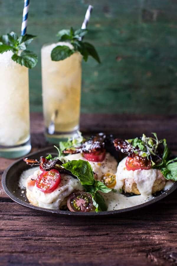 Kentucky Hot Brown Sandwiches on Jalapeño Cornbread Biscuits with Honey Bourbon Bacon Kentucky | halfbakedharvest.com @hbharvest