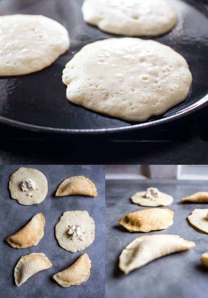 Lemon Ricotta Stuffed Syrian Pancakes with Lavender Passionfruit Syrup | halfbakedharvest.com @hbharvest