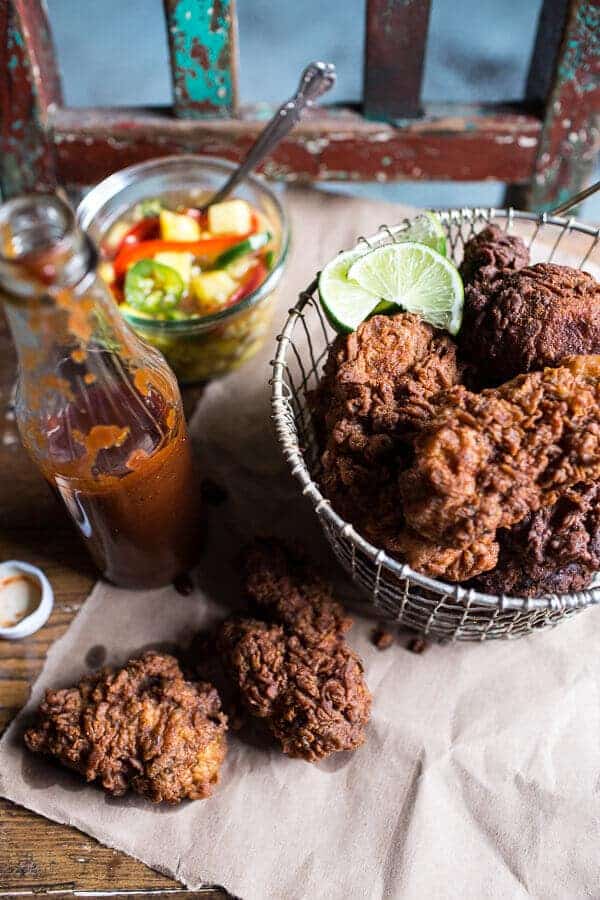 Almond Buttermilk Jamaican Fried Chicken with Rum-Pickled Pineapple Slaw | halfbakedharvest.com @hbharvest