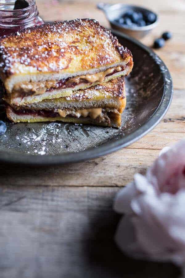 Peanut Butter & Rhubarb Jelly Hot French Toast Sammie | halfbakedharvest.com @hbharvest