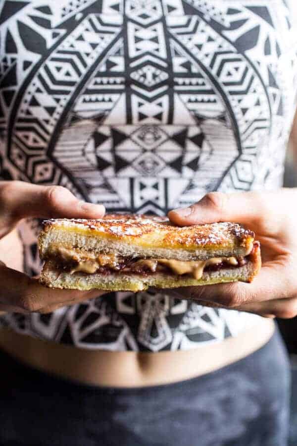 Peanut Butter & Rhubarb Jelly Hot French Toast Sammie | halfbakedharvest.com @hbharvest