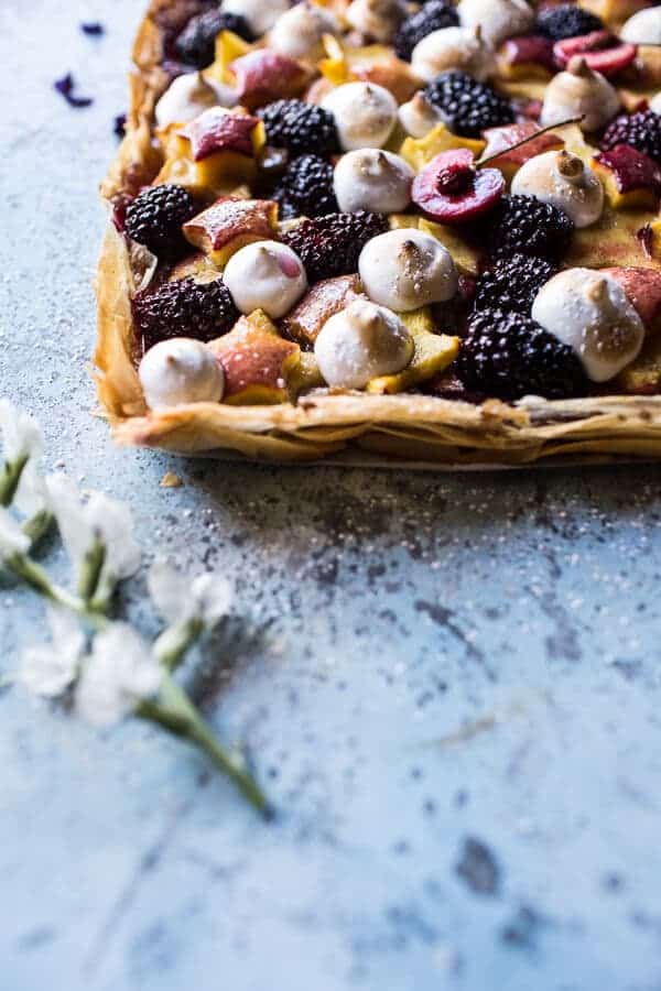 Honey Butter Stone Fruit and Blackberry Meringue Tart | halfbakedharvest.com @hbharvest