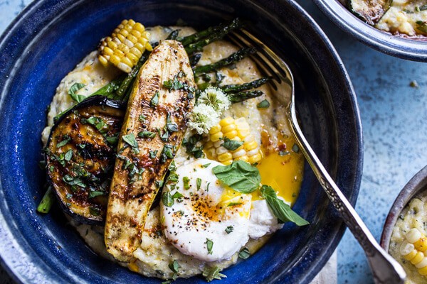 Caramelized Farmers Market Veggies On Herbed Polenta with Brown Harissa Butter | halfbakedharvest.com @hbharvest