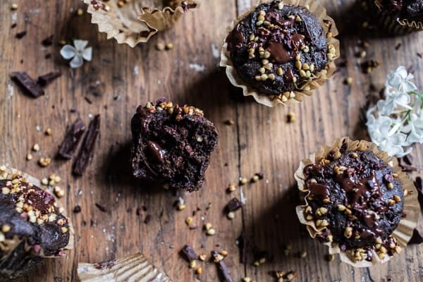 Double Chocolate Coconut oil Zucchini Muffins with Caramelized Buckwheat | halfbakedharvest.com @hbharvest