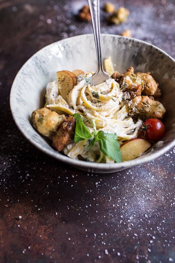 Goat Milk Fettuccine with Spicy Corn Fritters + Sweet Nectarine | halfbakedharvest.com @hbharvest