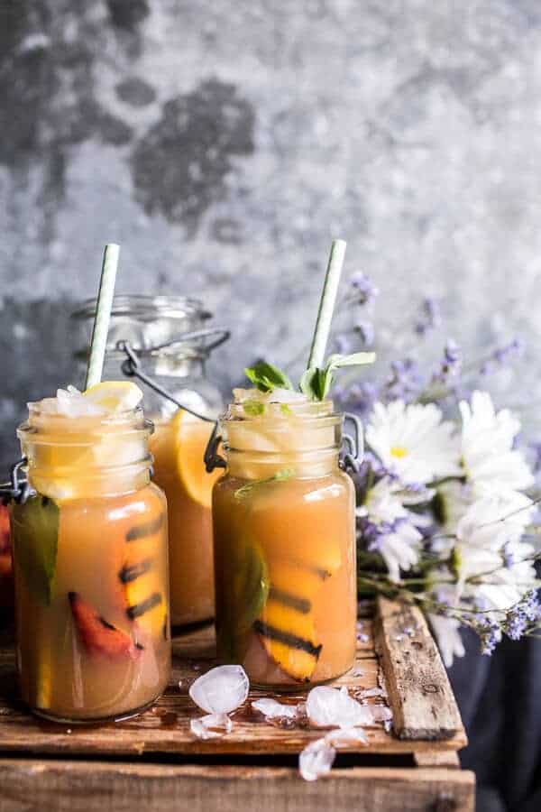 Grilled Peach and Basil Arnold Palmer…with or without Bourbon | halfbakedharvest.com @hbharevst