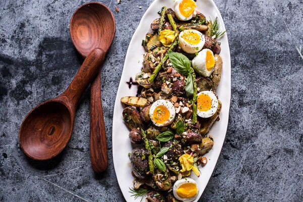Grilled Potato Salad with Almond-Basil Chimichurri and 7-Minute Eggs | halfbakedharvest.com @hbharvest