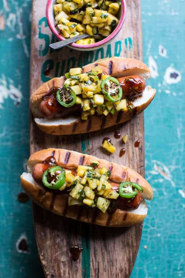 Hawaiian BBQ Dog with Mango, Chili, Pineapple and Lime Relish | halfbakedharvest.com @hbharvest