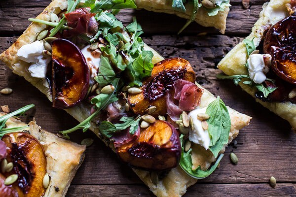 Balsamic Roasted Peach, Basil Chicken and Prosciutto Tarts | halfbakedharvest.com @hbharvest