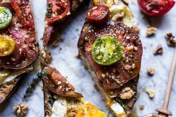 Buttered Brie and Heirloom Tomato Toast with Honey, Thyme + Walnuts | halfbakedharvest.com @hbharvest