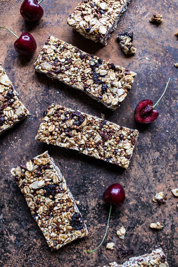 Chewy Cherry, Almond and Cacao Nib Granola Bars | halfbakedharvest.com @hbharvest