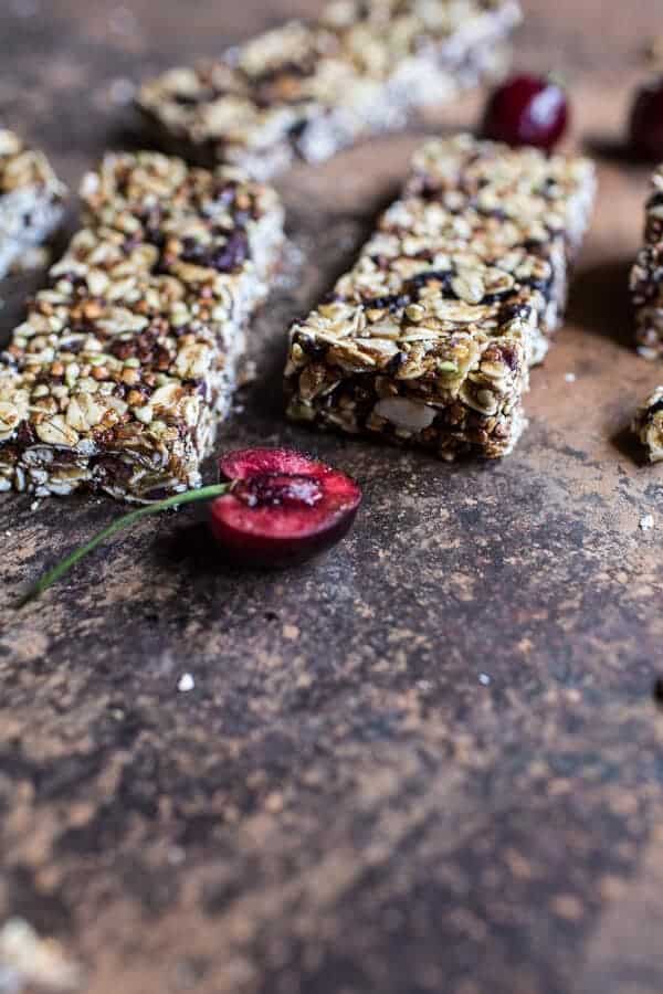 Chewy Cherry, Almond and Cacao Nib Granola Bars | halfbakedharvest.com @hbharvest