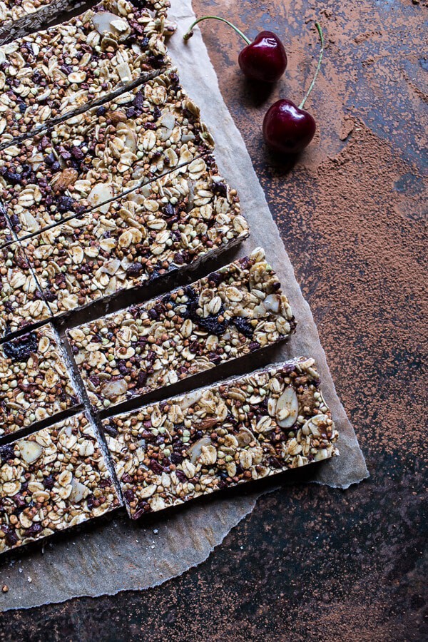 Chewy Cherry, Almond and Cacao Nib Granola Bars | halfbakedharvest.com @hbharvest