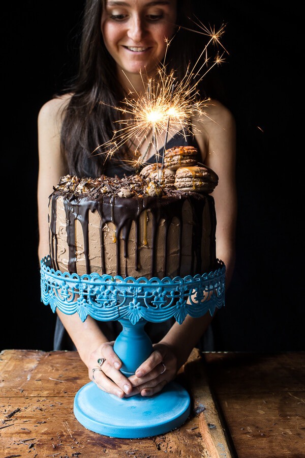 Chocolate Bourbon Caramel Macaron Cake…to Celebrate my little (kind of BIG) Secret!!| halfbakedharvest.com @hbharvest