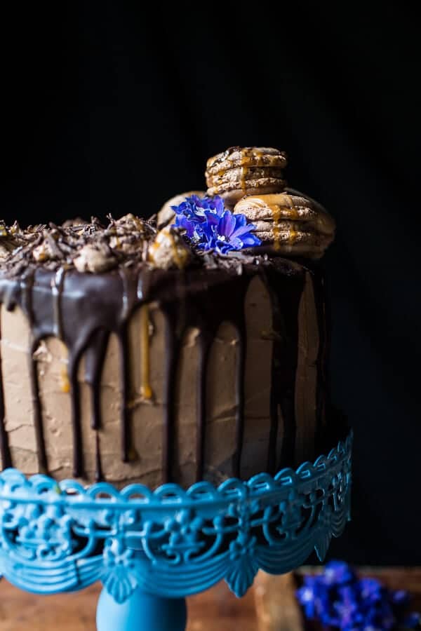 Chocolate Bourbon Caramel Macaron Cake| halfbakedharvest.com @hbharvest