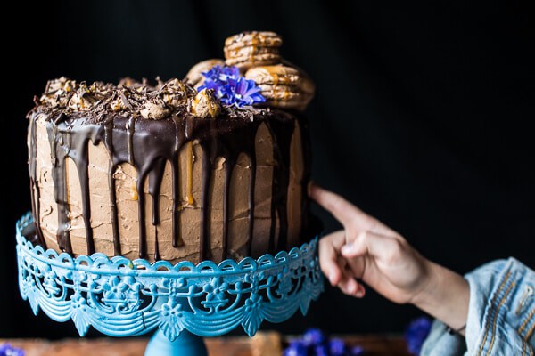 Chocolate Bourbon Caramel Macaron Cake| halfbakedharvest.com @hbharvest