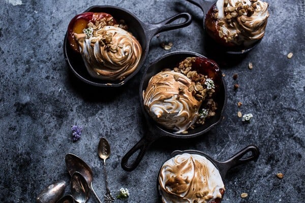 Mini Bourbon Caramelized Peach Baked Alaska with Butter Pecan Ice Cream | halfbakedharvest.com @hbharvest