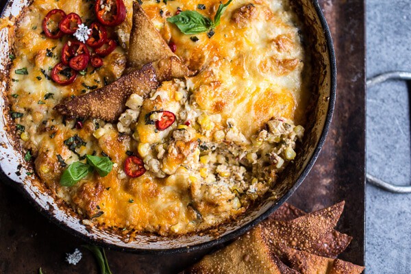 Cheesy Miso Caramelized Corn and Pineapple Chile Dip | halfbakedharvest.com @hbharvest