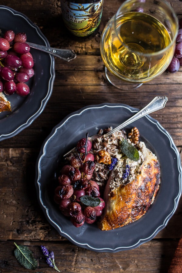 Fall Harvest Cider Roasted Chicken with Walnut Goat Cheese + Grapes | halfbakedharvest.com @hbharvest