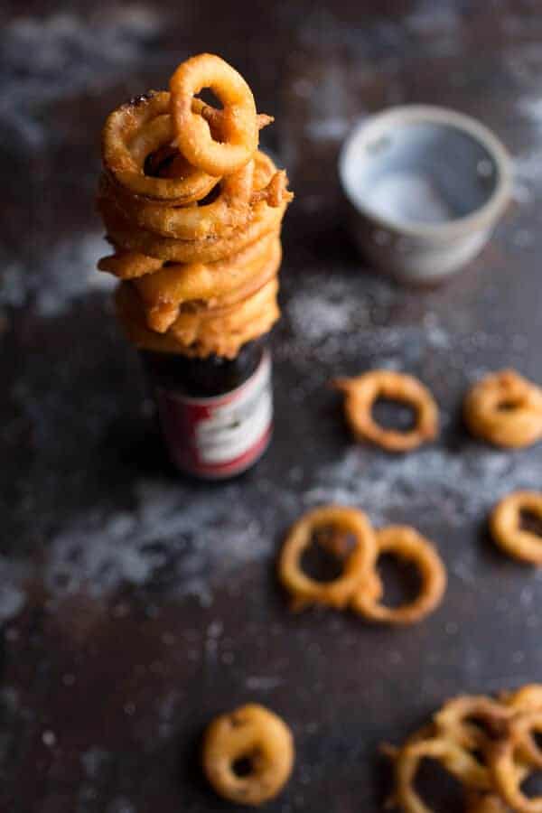 Kickin' Cajun Chicken Sliders with Beer Battered Onion Rings | halfbakedharvest.com @Hbharvest