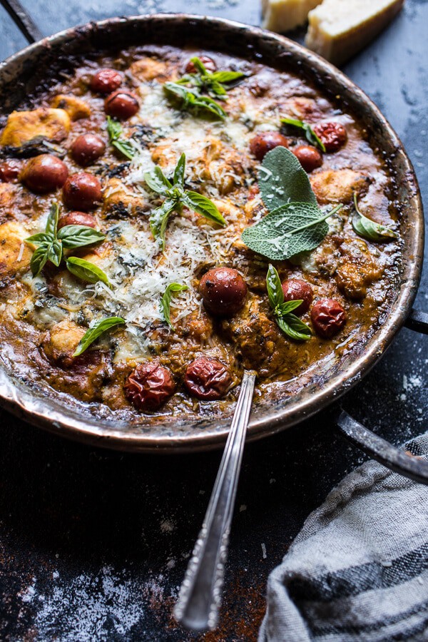 One-Pan Spinach and Cheese Gnocchi with Roasted Garlic Tomato Cream Sauce | halfbakedharvest.com @hbharvest